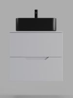 Orange Line Li-60TuwMDF+B02-460MB тумба с раковиной подвесная 60 см, белый/черный Li-60TuwMDF+B02-460MB — фото 2, Тумбы с раковиной