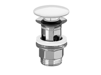 Донный клапан, Villeroy&Boch, для раковин, механический, резьба-1 1/4", форма крышки-круглая, диаметр крышки, мм-63, материал крышки-керамика, цвет крышки-Stone White, вид грязеотталкивающего покрытия-CeramicPlus арт-8L0334RW — фото 1, Донные клапаны