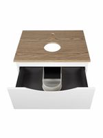 BOND Cube Тумба подвесная белая со столешницей под дерево без раковины арт-T99605 — фото 4, Тумбы под раковину