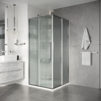 Душевое ограждение Niagara Nova NG-4624-34 (100х100х195) квадрат,раздвижная,хром,стекло рифленое,1 место — фото 1, Квадратные душевые уголки