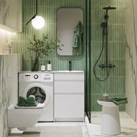 Напольная тумба под стиральную машину с двумя ящиками 115 см, цвет белый с умывальником арт-DU01052N+FOR.11.04.D-R — фото 2, Тумбы с раковиной