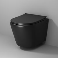 Унитаз подвесной Grossman Fly (520х360х350) безободковый,черный матовый с тонкой крышкой,микролифт,1 место арт-GR-4478BMS — фото 1, Подвесные унитазы