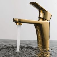 Смеситель для раковины D&K Berlin , золото арт-DA1432103 — фото 1, Смесители для раковины