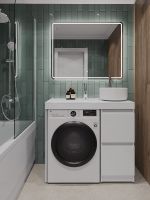 Orange Sistema Тумба напольная под стиральную машину с раковиной, белый арт-STM-100TUW+B07-345W — фото 5, Тумбы с раковиной