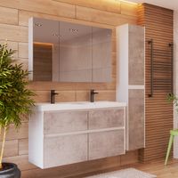 Тумба Lemark COMBI 125 см под 2 раковины, подвесная/напольная,4 ящика, цвет фасада: Бетон, цвет корп арт-LM03C125T-Beton — фото 6, Тумбы под раковину