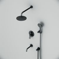 FB85A3RH32 X-Joy, набор: встроеный см-ль, излив, верхний душ 220 мм, ручн.душ, черный — фото 6, Встраиваемые душевые комплекты