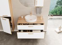 Тумба под раковину ORKA Salerno 100 подвесная, белый матовый, ручки золото арт-3008782 — фото 2, Тумбы под раковину