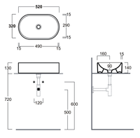 Раковина SIMAS FLOW накладная без отверстий цвет белый арт-FL13 — фото 2, Раковины накладные