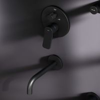 FB85A3RH42 X-Joy, набор: встроеный см-ль, излив, прямоуг.верхний душ 300х210мм, ручн.душ, черный — фото 1, Встраиваемые душевые комплекты