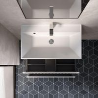 "S1" тумба под умывальник подвесная 80 см., цвет белый глянец. арт-AQM900180WH — фото 2, Тумбы под раковину