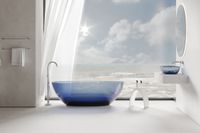 Раковина накладная прозрачная ABBER Kristall AT2805Saphir синяя — фото 2, Раковины накладные