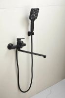 Смеситель для ванны однорычажный с длинным изливом и душем BELZ, черный арт-B22715-7 — фото 3, Смеситель для ванны