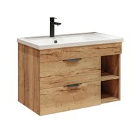 Тумба подвесная "ФОРТА-80 см" с 2-я ящ. дуб галифакс (ум.Фостер-80 Пр.) арт-108004 — фото 1, Тумбы под раковину