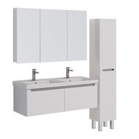 Тумба Lemark BUNO MINI 125 см под 2 раковины, подвесная, 2 ящика, цвет планки: Серый, цвет корпуса, арт-LM05BM125T — фото 5, Тумбы под раковину