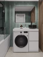 Orange Sistema Тумба напольная под стиральную машину с раковиной, белый арт-STM-100TUW+B07-345B — фото 4, Тумбы с раковиной