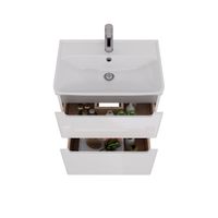 Тумба Lemark BUNO 60 см под 1 раковину, подвесная/напольная, 2 ящика, цвет планки: Серый, цвет корпу арт-LM04B60T — фото 2, Тумбы под раковину