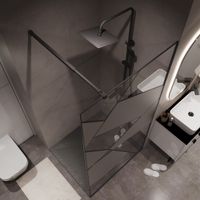 Душевая перегородка Niagara Nova NG-680-90BLACK (90х195) черный матовый,стекло прозрачное с рисунком,1 место — фото 5, Душевые перегородки