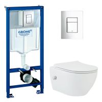 КОМПЛЕКТ Grohe + beWash: Инсталляция 38772001 Grohe Rapid SL + BeWash Bogen Унитаз подвесной безободковый с форсункой биде со встроенным смесителем горячей и холодной воды с быстросъёмным сиденьем микролифт 88343601 GRH772343601 — фото 2, Комплекты унитаз + инсталляция