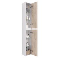 Пенал SLIM, 30 см, подвесной/напольный, универсальный, 2 дверцы, 4 стеклянные полки, белый глянец / дуб кантри, Dreja арт-99.0504 — фото 3, Пеналы для ванной комнаты