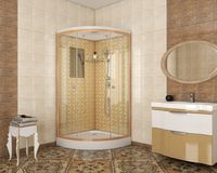 Душевая кабина Niagara Luxe NG-7701G (90x90х210) низкий поддон(15см),дверь раздвижная,стенки золото,3 места — фото 2, Душевые кабины