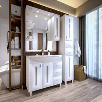 Комплект мебели для ванной Бриклаер БАЛИ 85L, светлая лиственница/белый — фото 7, Комплекты мебели для ванной