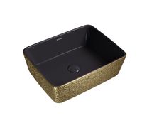 Раковина Grossman (480х370х130) золото,черная внутри,1 место арт-GR-3016GBL — фото 1, Раковины накладные