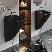 Раковина Ambassador Benefit (475*485*725) ЧЕРНАЯ МАТОВАЯ арт-206T20201 — фото 2, Раковины подвесные