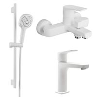 Набор смесителей 3 в 1 для ванны Azario TREYA, белый матовый арт-AZ-156805126+AZ-156845026+AZ-157820226 — фото 8, Смеситель для ванны