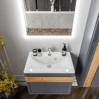 Комплект мебели для ванной Бриклаер БЕРЛИН 70SD, оникс серый — фото 6, Комплекты мебели для ванной