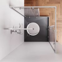 W90G-403-9090MT Gem душевое огражд квадратн.,раздвиж.двери 90x90 хром мат.,стекло прозрачн — фото 1, Душевые кабины и ограждения