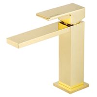 KVANT GOLD См-ль д/раковины моноком., плоский излив, золото 25395 — фото 1, Смесители для раковины