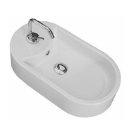 Раковина Scarabeo SEVENTY накладная с переливом с одним отверстием цвет белый арт-8093 — фото 2, Раковины накладные