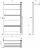 Полотенцесушитель водяной Стилье Универсал-54 800х400 (Полка + 5) П 21 Без покрытия арт-00654-8040 — фото 3, Водяные полотенцесушители