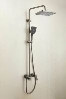 Душевая система с тропическим душем и смесителем BELZ, оружейная сталь, арт-B24507-3 — фото 4, Душевые стойки