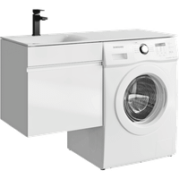 Подвесная тумба под стиральную машину с одним ящиком 115 см, цвет белый с умывальником арт-DU01051+FOR.11.04.D-L — фото 4, Тумбы с раковиной