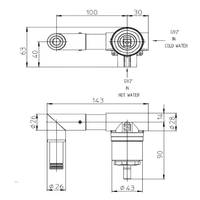 Встраиваемая часть Bossini Apice Z00548 для смесителя для раковины на 2 отверстия — фото 1, Встраиваемые душевые комплекты