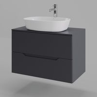 Orange Line Li-80TugMDF+B08-500W тумба с раковиной подвесная 80 см, графит/белый Li-80TugMDF+B08-500W — фото 1, Тумбы с раковиной