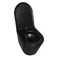 Унитаз подвесной Azario Teramo 355х515х365 смыв "Скрытое торнадо", безободковый, с быстросъемным сиденьем микролифт, черный матовый арт-AZ-0053-UQ3-MB — фото 1, Подвесные унитазы