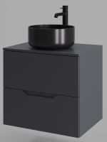 Orange Line тумба с раковиной подвесная 60 см, графит/черный арт-Li-60TugMDF+B07-345B — фото 4, Тумбы с раковиной