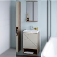 Комплект мебели для ванной Бриклаер КРИСТАЛЛ 50ZL, латте/дуб крафт табачный — фото 1, Комплекты мебели для ванной