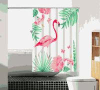 шторка д/в тканевая 180х180см "Розовый фламинго" MZ-103 — фото 1, Шторки на ванну