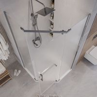 Душевое ограждение Grossman Pragma (100х100х195) трапеция,распашная,хром,стекло шиншилла, 1 место арт-302.K33.03.1010.10.02 — фото 5, Душевые уголки трапеция