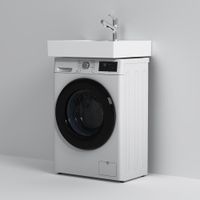 M85WCC0601WG050 X-Joy, Раковина над стиральной машиной, керамическая, 60x50 см, белый глянец — фото 3, Раковины на стиральную машину