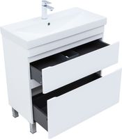 Тумба с раковиной Aquanet Слим 80 напольная 2 ящ. цв.белый сатин 00348182 — фото 4, Тумбы с раковиной