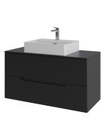 Orange Line Li-100TubMDF+B04-500W тумба с раковиной подвесная 100 см, черный/белый Li-100TubMDF+B04-500W — фото 6, Тумбы с раковиной