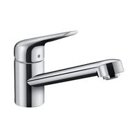 Смеситель для кухни, Hansgrohe, Focus M42, тип открывания воды-однорычажный, тип регулирования воды-керамический картридж, монтаж-на раковину/столешницу, отверстия для монтажа-1, высота, мм-145, вынос излива, мм-189, тип излива-поворотный, тип подводки-гибкая, стандарт подвода воды-3/8", цвет-хром арт-71808000 — фото 1, Смесители для кухни