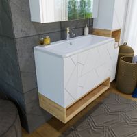 Комплект мебели для ванной Бриклаер КРИСТАЛЛ 80ZB, белый/дуб бунратти — фото 8, Комплекты мебели для ванной