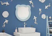 Зеркало КАСПЕР МИШКА, фигурное, голубой матовый 1A283502CR0E0 — фото 7, Зеркала в ванную комнату