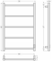 Полотенцесушитель электрический Стилье Формат 26 800х500 правый Матовый чёрный арт-31526-8050 — фото 3, Электрические полотенцесушители