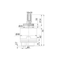 Картридж керамический для смесителя, 40 мм, с ножками, IDDIS (999C40H0SM) — фото 1, Комплектующие для смесителей
